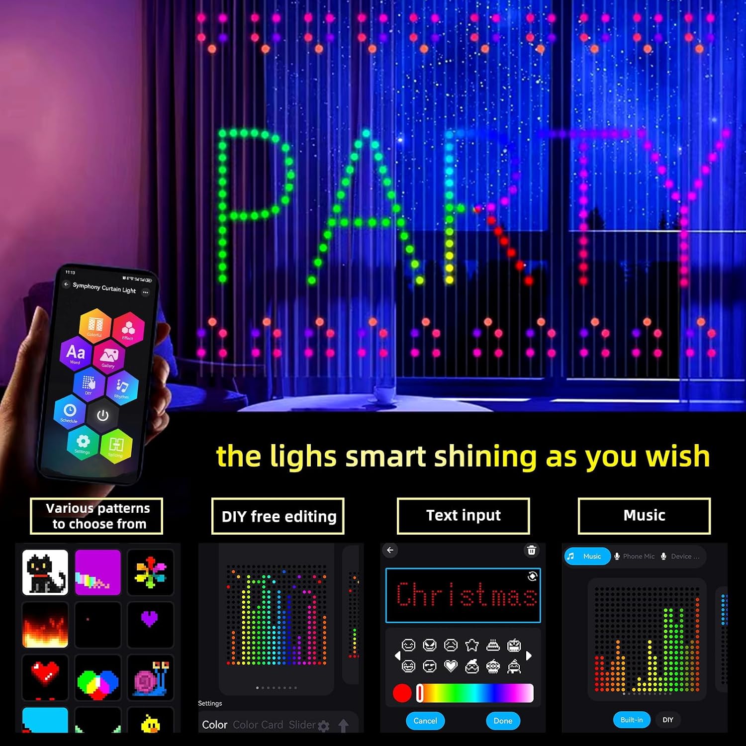 Smart Garden Led Lights - Lampu Tirai LED Pintar DIY Kontrol
