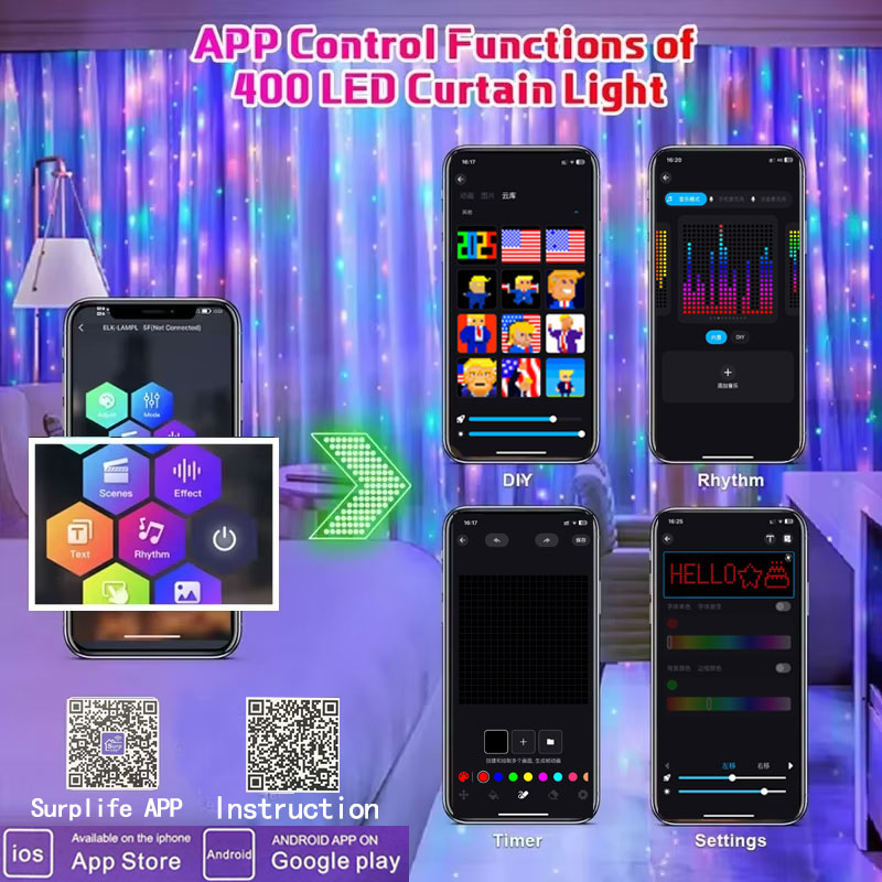 Lampu Tirai LED Pintar DIY Kon - Smart Garden Led Lights ulasan dan harga